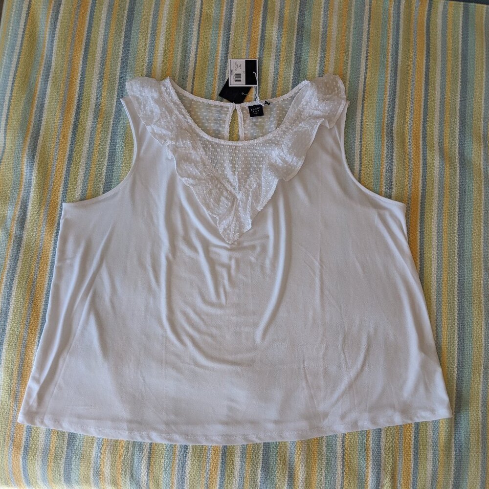 NEW Kaari Blue Curvy White Desert Oasis tank top 3X New with tags!